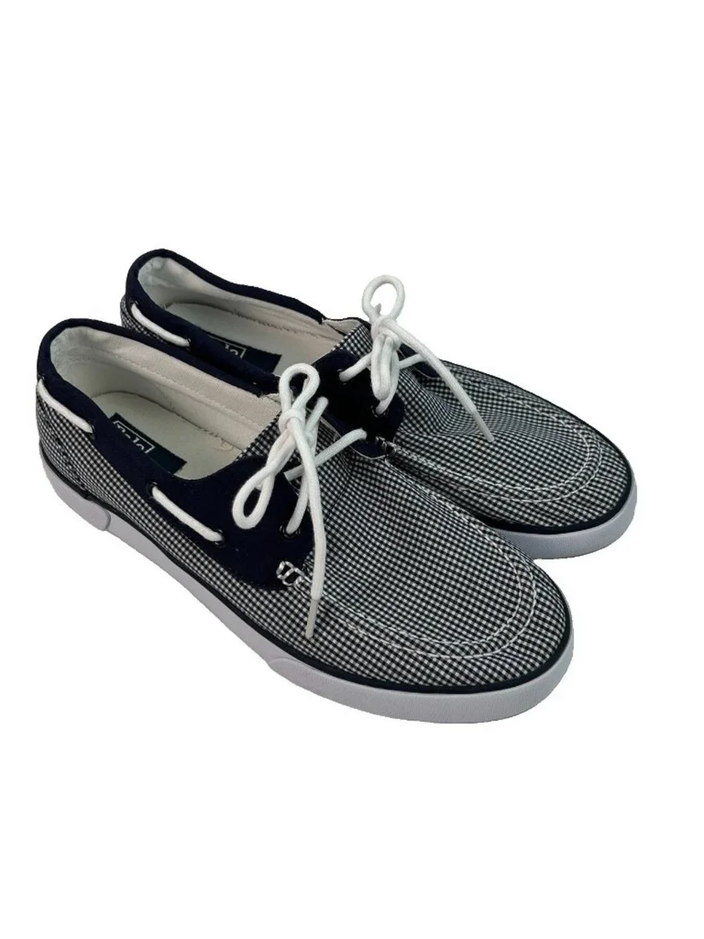Polo Ralph Lauren Shoes Lander Low Canvas Gingham Blue  Topsiders Boat Size 11D